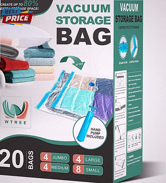 20 Pack Vacuum Storage Bags, Space Saver Bags, Vacuum Sealed Bags for Comforters
