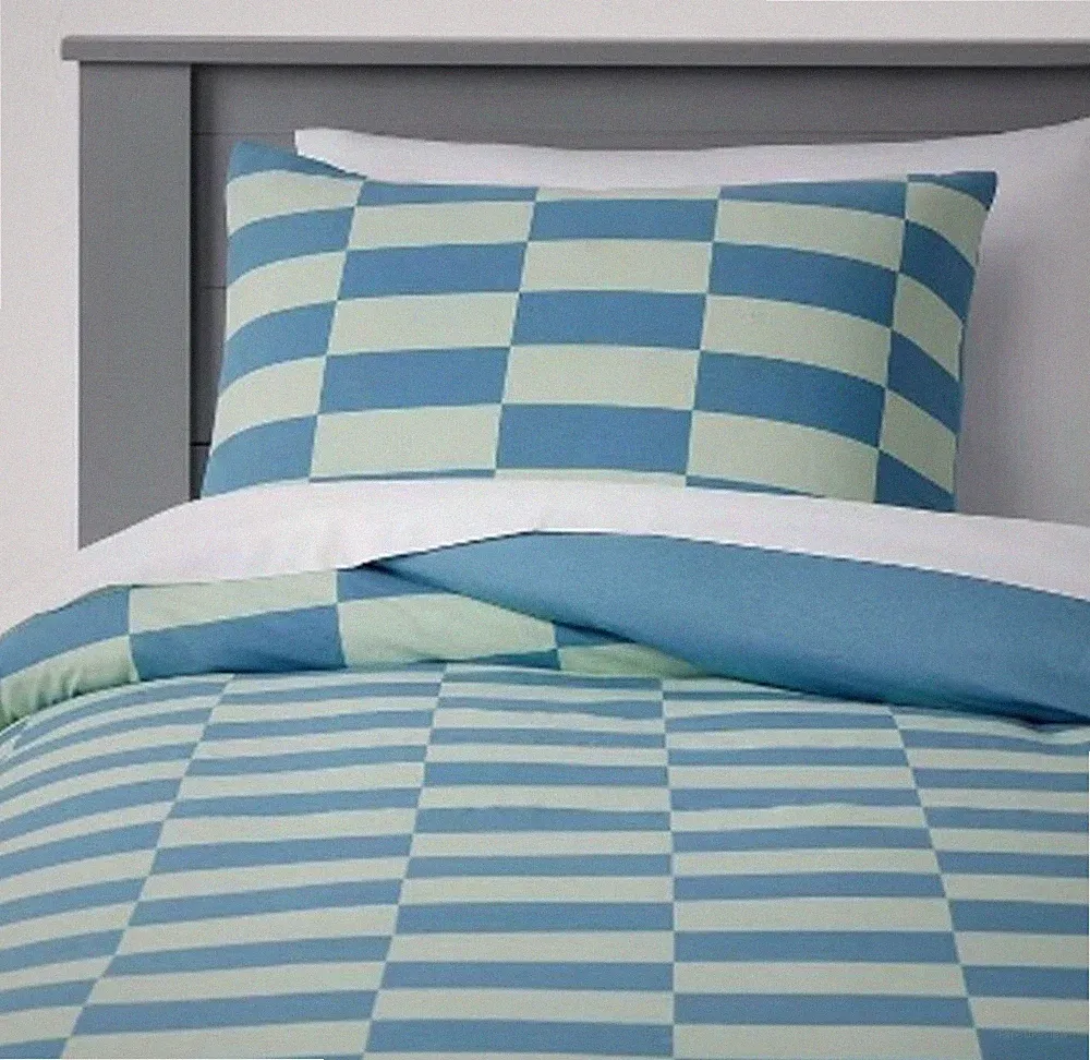 3pc Pillowfort Kids' Bedding Comforter Set Checkers Cotton OEKO-TEX FULL/Queen