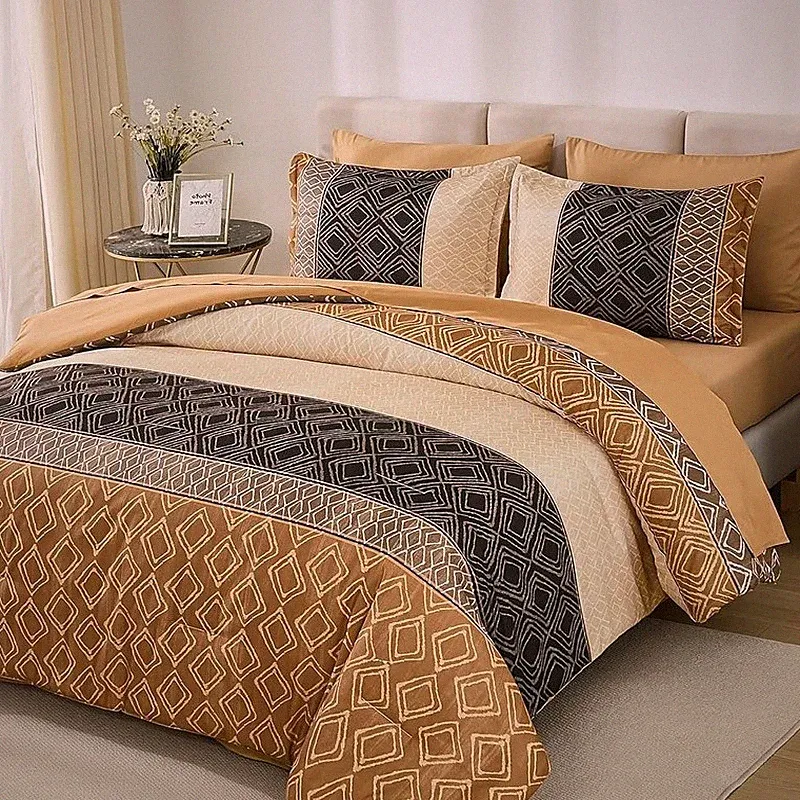 Boho Queen Comforter Set Brown 7 Piece Bed in a Bag Warm Fall Bedding Set