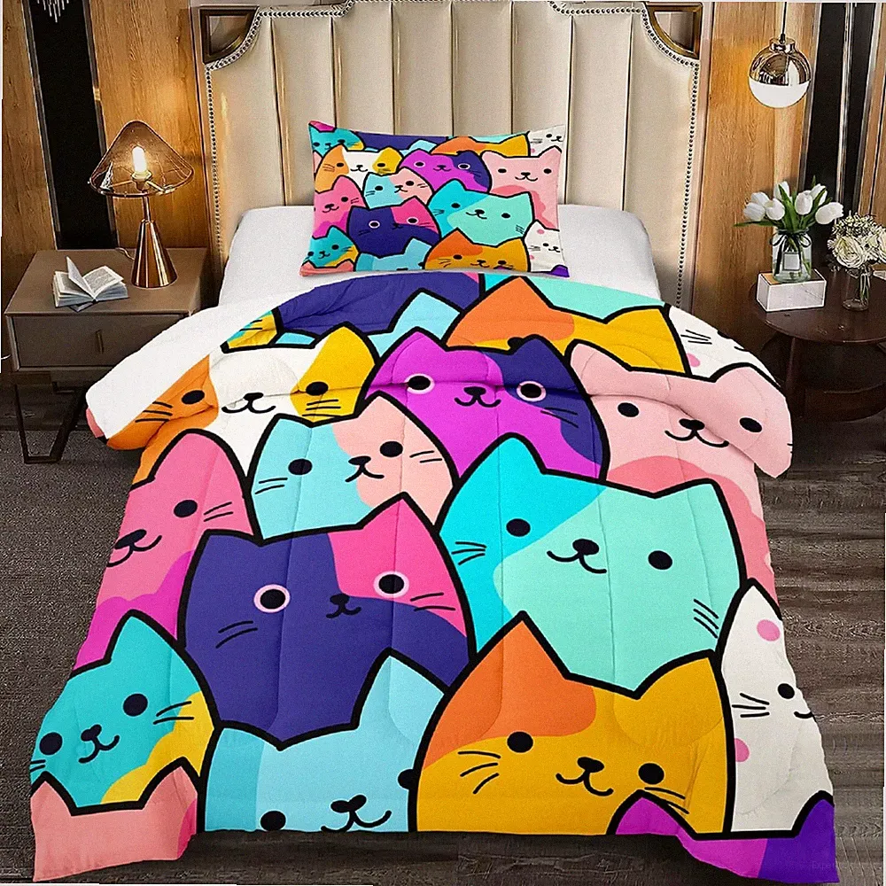 Cat Comforter Set Twin - Twin Size Comforters Set for Girls Cat Kids Bedding...