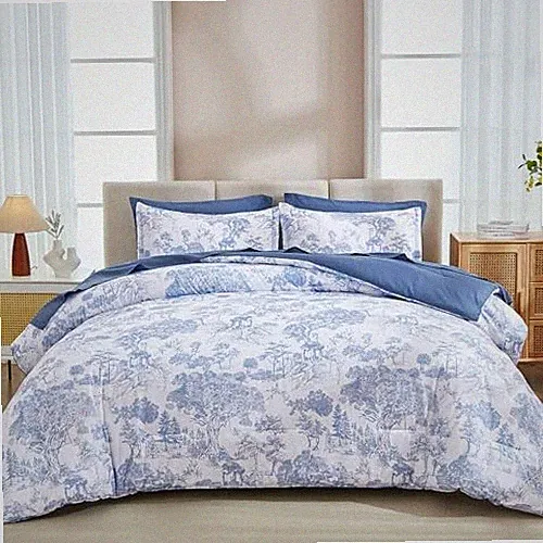 Comforter Set 7 Pieces Size Flower Comforters with Sheets Elegant Full Blue