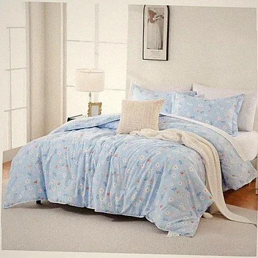 Comforter Set, Cooling Lightweight Summer Bedding Comforter Queen Blue Floral