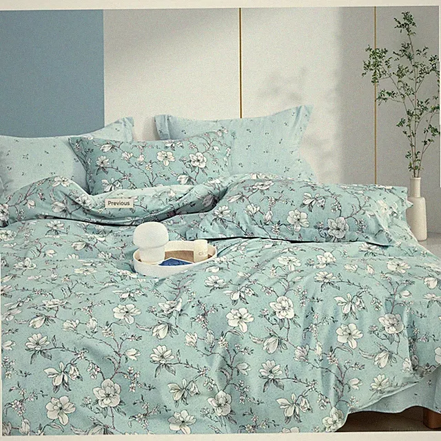 Dazzled Dreams Blue Floral 100% Cotton Comforter Set Queen Shabby Chic French