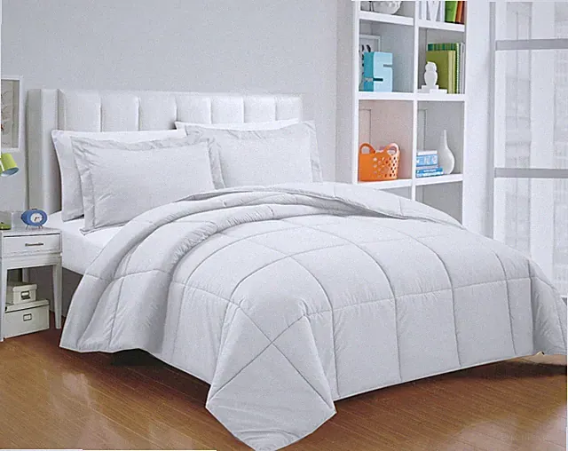 Deluxe Quality 1000 TC White Down Alternative Comforter 100% Cotton Solid