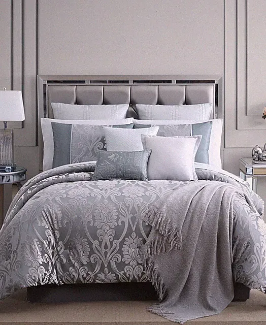Dorine Gray 14 PC Queen Comforter Set, Hallmart Collectibles Created For Macy's