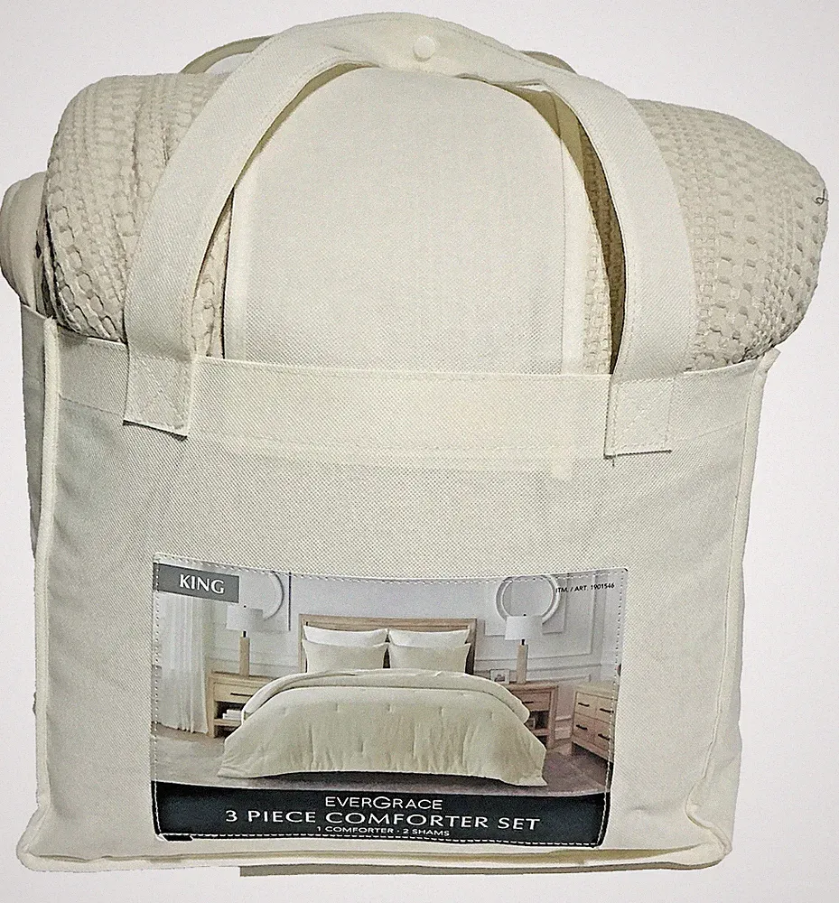 EverGrace Comforter Set King Size 3 Piece Ivory