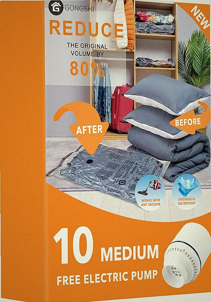 GONGSHI Vacuum Storage Bags, Space Saver Bags for Clothing,Blankets,Comforters