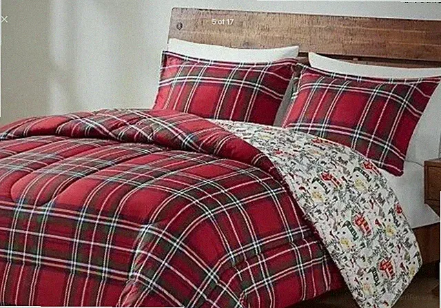 Holiday Village Red Plaid 3 Piece Comforter Set Reversible Macy’s FULL/QUEEN