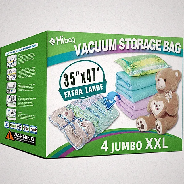 Jumbo Vacuum Storage Bags 47"x35" for Blankets, Bedding, Comforters (4 Pack)