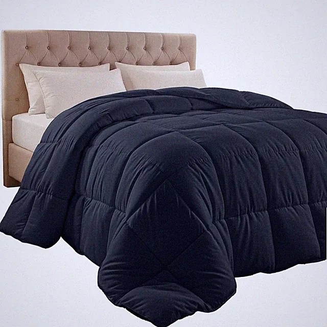 King Comforter Quilted Navy Blue Box Stitched 90x102 Utopia UB1142 Bedding Duvet