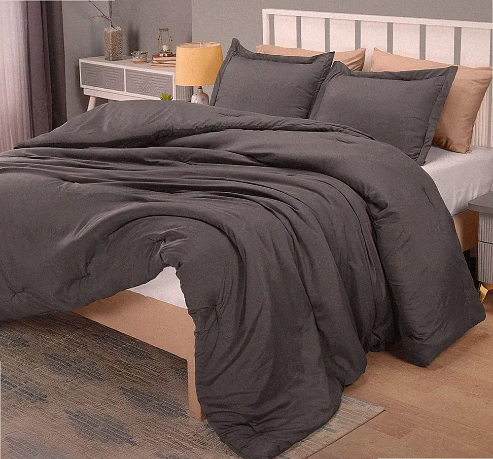 King Comforter Set Grey, Comforters King Size 3 Pieces Bedding Comforters Sets