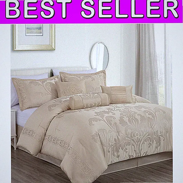 Luxury Floral Jacquard Comforter Set, Queen Size-`