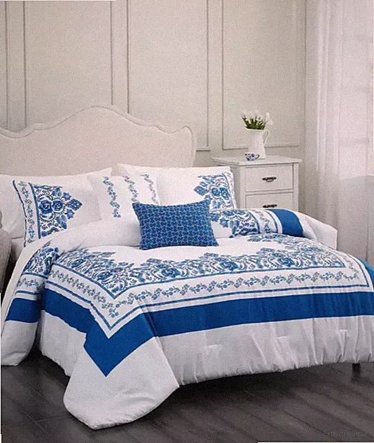 Macy's Shelf Pull Annalise 9-Pc. Queen Comforter Set BLUE & WHITE 75% Off