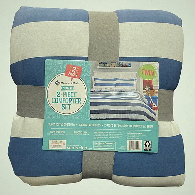 Member's Mark Kid's Cotton 2 Piece Super Soft Comforter Set, Twin Size (Seafari)