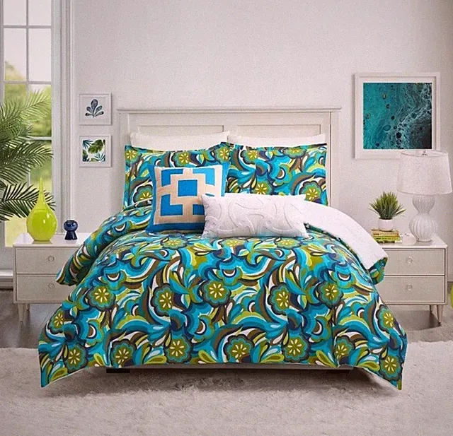 NWT Trina Turk Fall Fonda Floral King Comforter, Shams & Pillow Set 4Pc