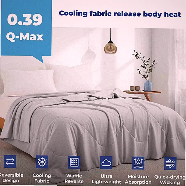 Q-max 0.39 Cool Oversized Summer Cooling Waffle Bed Blanket Comforter Reversible