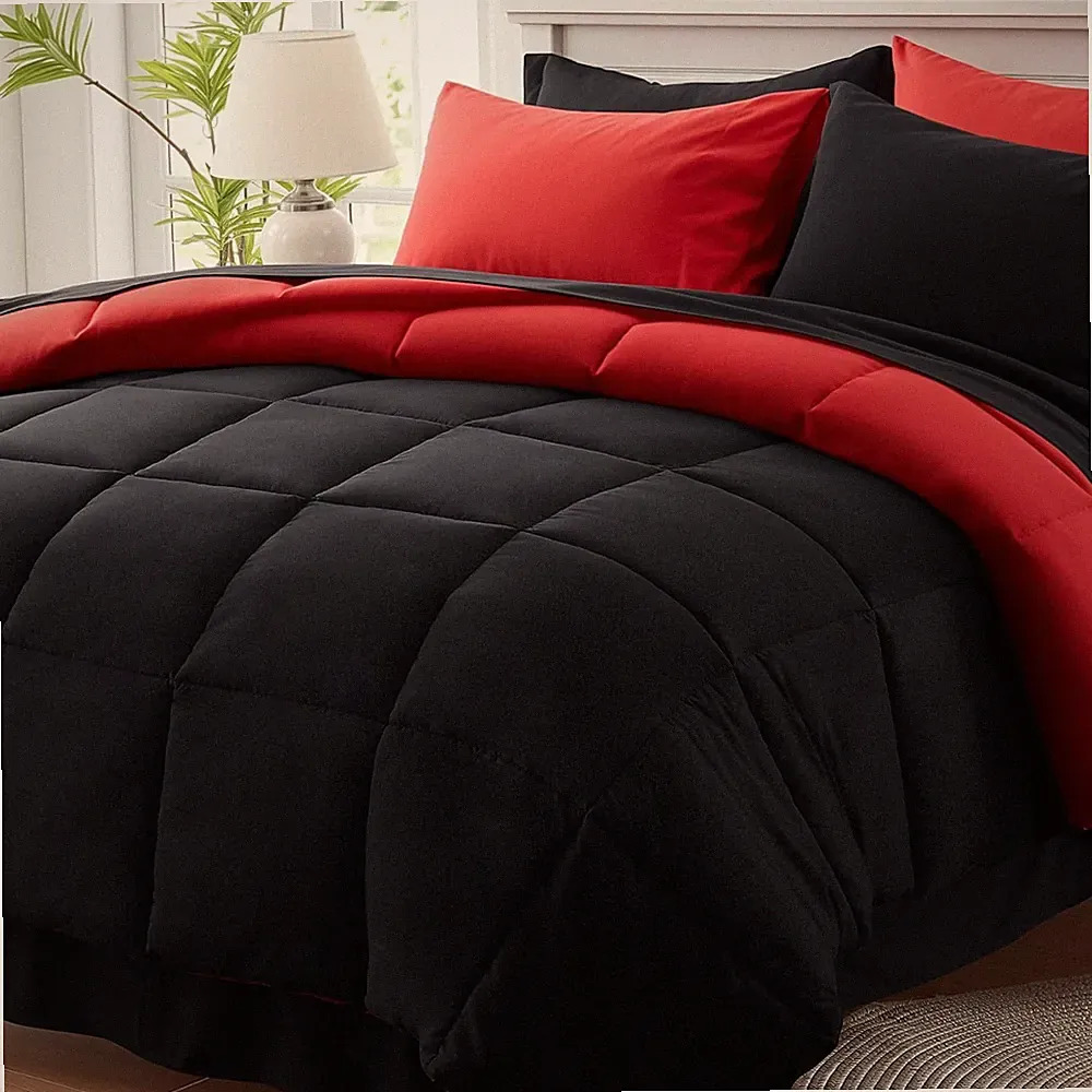 Queen Comforter Set 7 Piece, Reversible Bed in a Bag Queen Size, Bedding Set