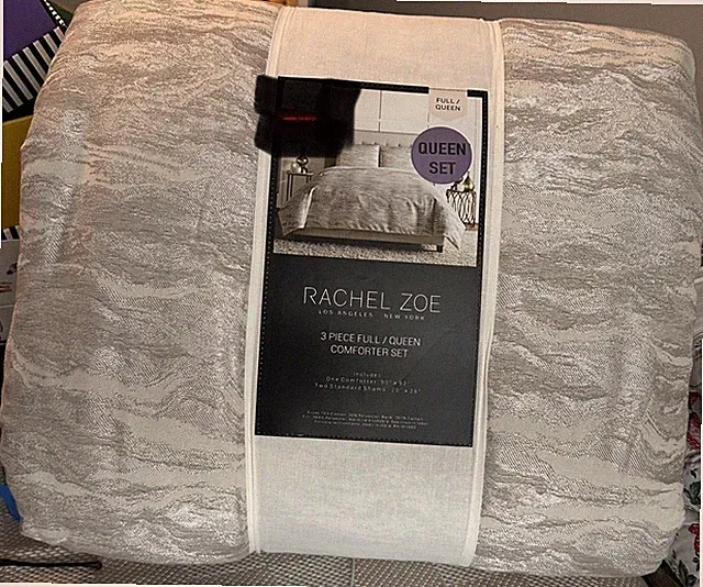 Rachel Zoe Silver Full/Queen Comforter Set 90”x92”