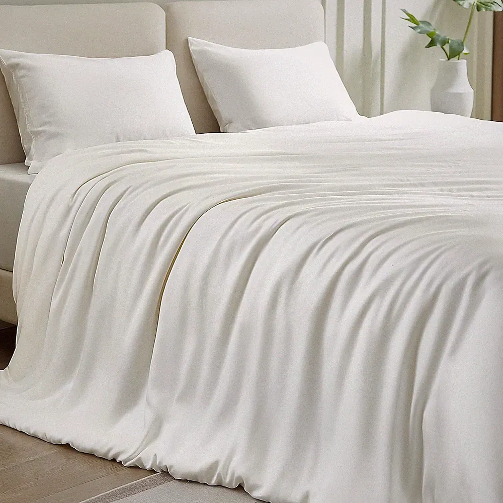 Silk Comforter Set 4 Pieces, Summer 100% Silk Comforter with Detachable Duvet Co