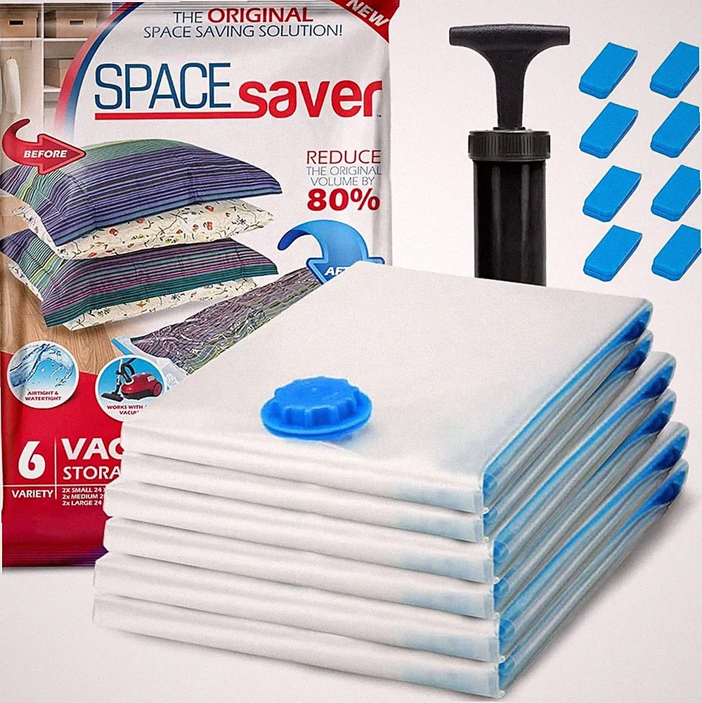 Space Saver Variety 6 Pack Vacuum Storage Bags for Comforters Blankets Clothes