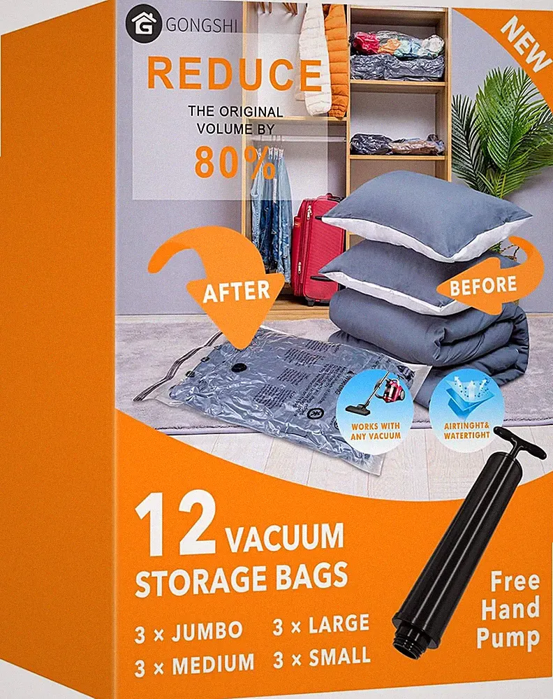 Vacuum Storage Bags, Space Saver Bags for Clothing,Blankets,Comforters, Pillows