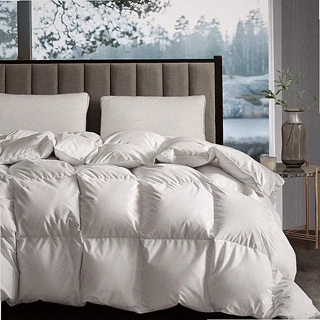 White Goose Down Fiber Comforter Twin, Extra Warmth Goose Down Fiber Winter D...